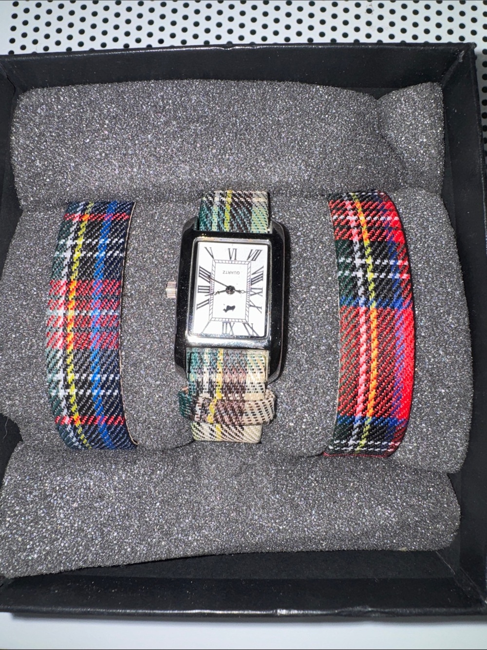 Plaid Strap Watch Set with Interchangeable Bands Jeffrey Banks new